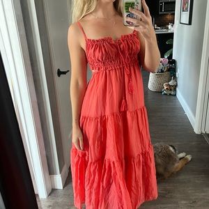 Red flowy maxi summer dress